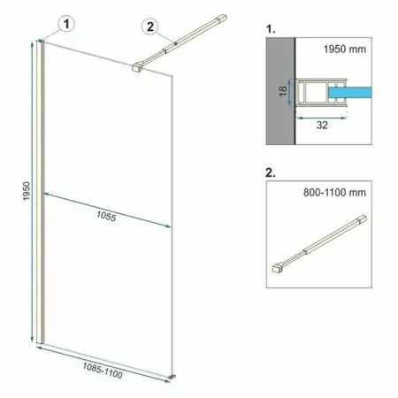 Paravan de dus tip Walk-in Rea Aero 110x195 cm profil auriu [1]