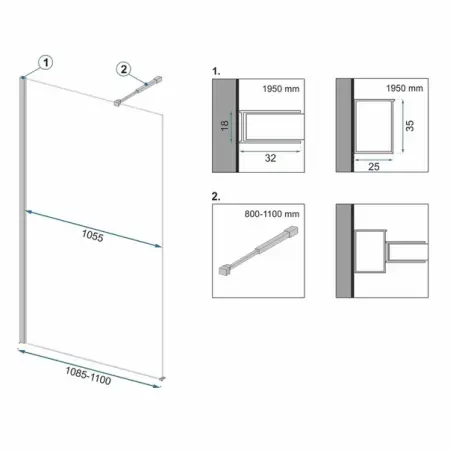 Paravan de dus tip Walk-in Rea Aero 110x195 cm profil negru [1]