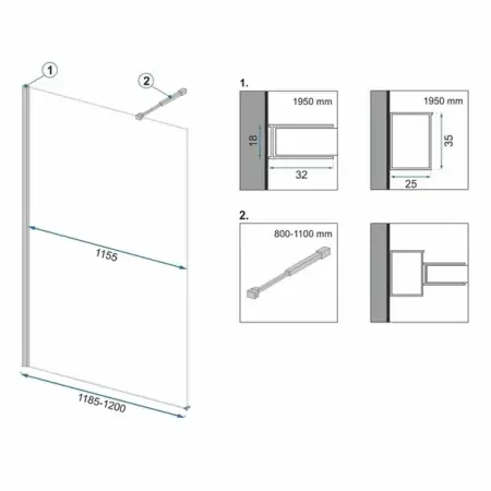 Paravan de dus tip Walk-in Rea Aero 120x195 cm profil negru [1]