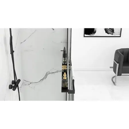 Paravan de dus tip Walk-in Rea Aero 80x195 cm si etajera cu suport negru [5]