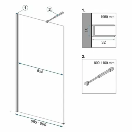 Paravan de dus tip Walk-in Rea Aero 90x195 cm profil negru [1]