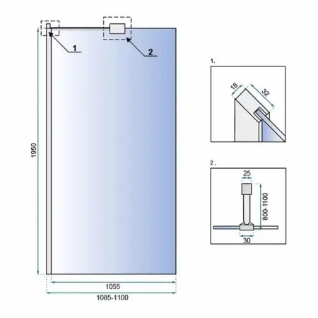 Paravan de dus tip Walk-in Rea Aero N 110x195 cm profil crom [1]