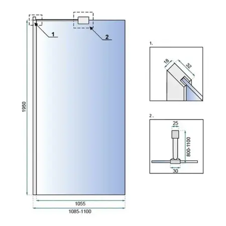 Paravan de dus tip Walk-in Rea Aero N 110x195 cm si etajera cu suport crom [1]