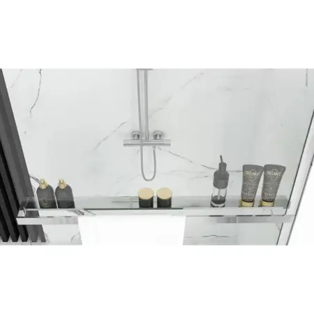 Paravan de dus tip Walk-in Rea Aero N 120x195 cm si etajera cu suport crom [4]