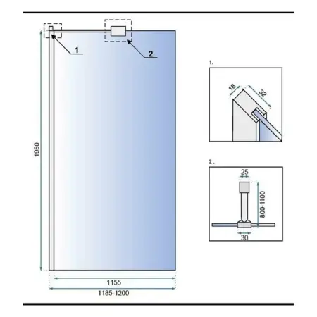 Paravan de dus tip Walk-in Rea Aero N 120x195 cm si etajera cu suport crom [1]