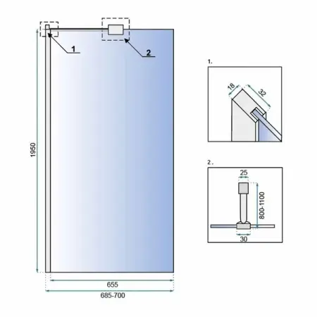 Paravan de dus tip Walk-in Rea Aero N 70x195 cm profil crom [1]