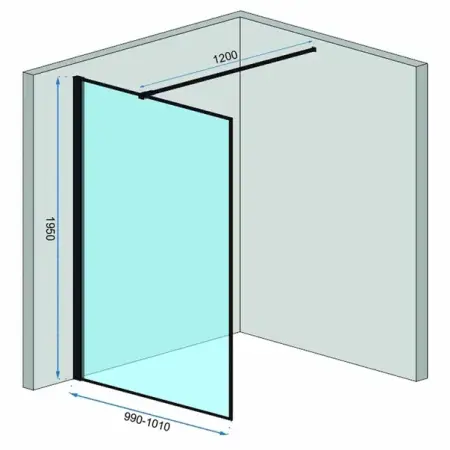 Paravan de dus tip Walk-in Rea Bler 100x195 cm si etajera cu suport negru [1]