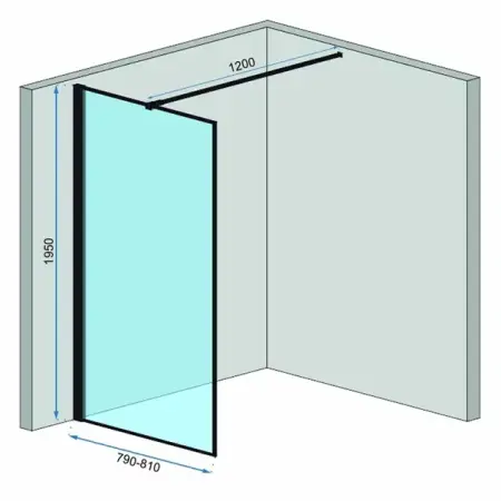 Paravan de dus tip Walk-in Rea Bler 80x195 cm si etajera cu suport negru [1]