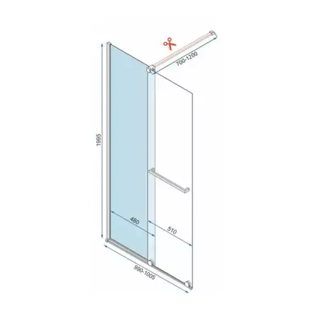 Paravan de dus tip Walk-in Rea Cortis cu parte culisanta 100x200 cm profil auriu [6]