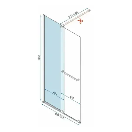 Paravan de dus tip Walk-in Rea Cortis cu parte culisanta 100x200 cm profil crom [1]