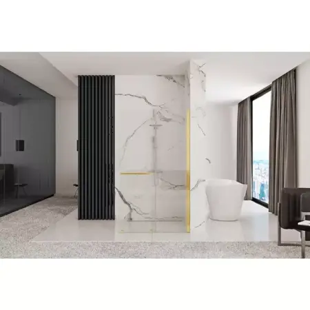 Paravan de dus tip Walk-in Rea Cortis cu parte culisanta 120x200 cm profil auriu [2]