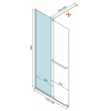 Paravan de dus tip Walk-in Rea Cortis cu parte culisanta 120x200 cm profil crom [1]