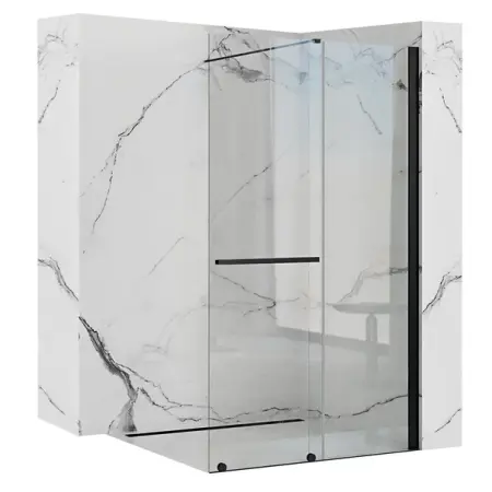 Paravan de dus tip Walk-in Rea Cortis cu parte culisanta 120x200 cm profil negru [6]