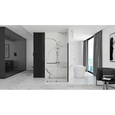 Paravan de dus tip Walk-in Rea Cortis cu parte culisanta 120x200 cm profil negru [5]