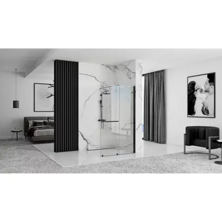 Paravan de dus tip Walk-in Rea Cortis cu parte culisanta 120x200 cm profil negru [3]