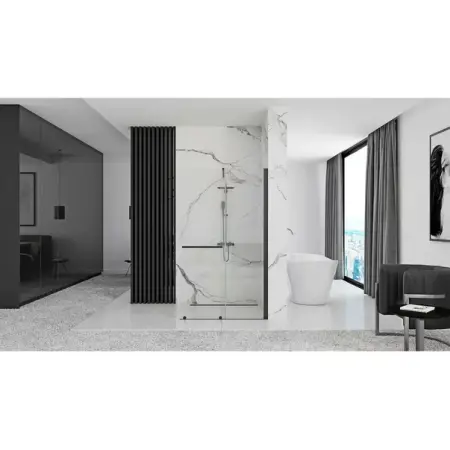 Paravan de dus tip Walk-in Rea Cortis cu parte culisanta 120x200 cm profil negru [4]