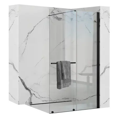 Usi culisante - Paravan de dus tip Walk-in Rea Cortis cu parte culisanta 120x200 cm profil negru