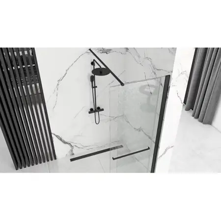 Paravan de dus tip Walk-in Rea Cortis cu parte culisanta 120x200 cm profil negru [2]
