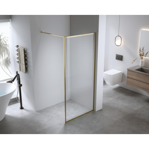 Paravan de duș Walk-In Mediterraneo Trixie 120 cm, sticlă securizată 8 mm, profil auriu [2]