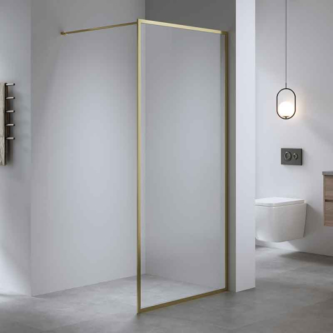 Paravan de dus - Paravan de duș Walk-In Mediterraneo Trixie 120 cm, sticlă securizată 8 mm, profil auriu