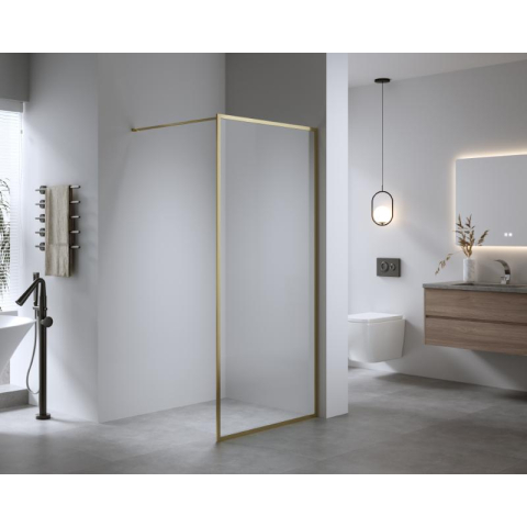 Paravan de duș Walk-In Mediterraneo Trixie 120 cm, sticlă securizată 8 mm, profil auriu [1]