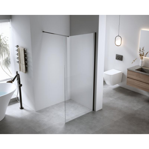 Paravan de duș Walk-In Mediterraneo Trixie 90 cm, sticlă securizată 8 mm, profil negru mat [2]