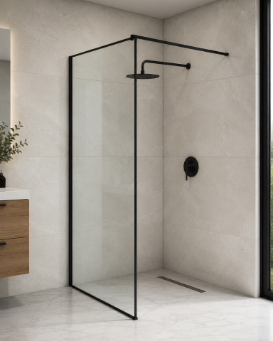 Paravan de dus Walk-In Sanoterm Urban 90 cm negru mat [1]