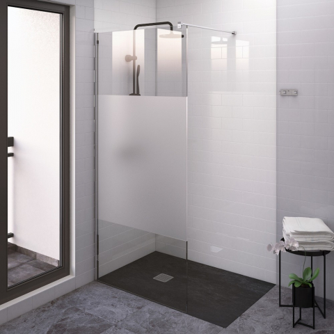Perete sticla dus Walk In Roca District 80xH200 cm, sticla 8 mm, profil crom [1]