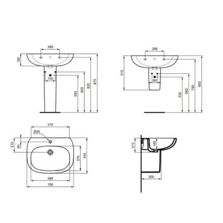 Piedestal pentru lavoar Ideal Standard Tesi alb [2]