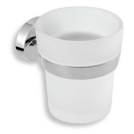 Accesorii baie - Portpahar din sticla, Ferro, Metalia 11, crom