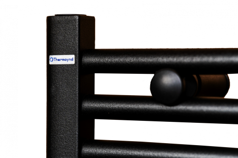 Portprosop curbat Thermoynd, 600 x 1500 mm, negru mat, calorifer baie, accesorii incluse [1]