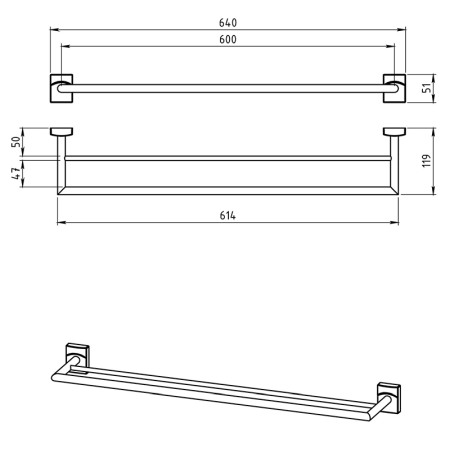 Portprosop dublu, Ferro, Metalia 12, crom, 60 cm [1]