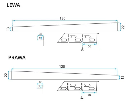 Profil de panta cadita de dus dreapta Gri Periat 120cm, Rea [9]