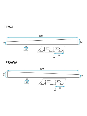 Profil de panta cadita de dus stanga 100cm cupru periat [7]