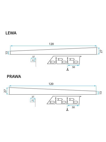 Profil de panta cadita de dus stanga 120cm cupru periat [7]