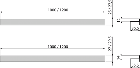 Profil inox pentru pardoseala inclinata, fata-verso, 120 cm [1]