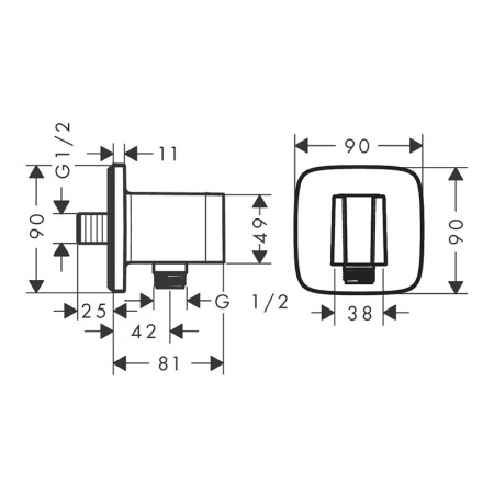 Racord de dus, Hansgrohe, FixFit Q, cu suport de para, bronz periat [1]