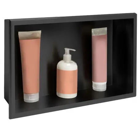 Rafturi incastrate - Raft pentru baie Negru mat 30x45cm, Rea