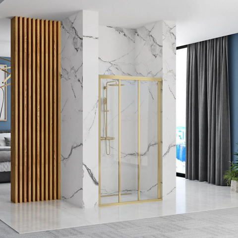 Rea Alex uși de duș 120 cm culisantă auriu periat/sticlă transparentă REA-K2501 [2]