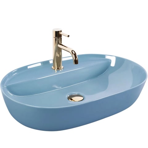 Obiecte Sanitare - Rea Aura lavoar 60.5x40.5 cm ovale de blat albastru REA-U6618
