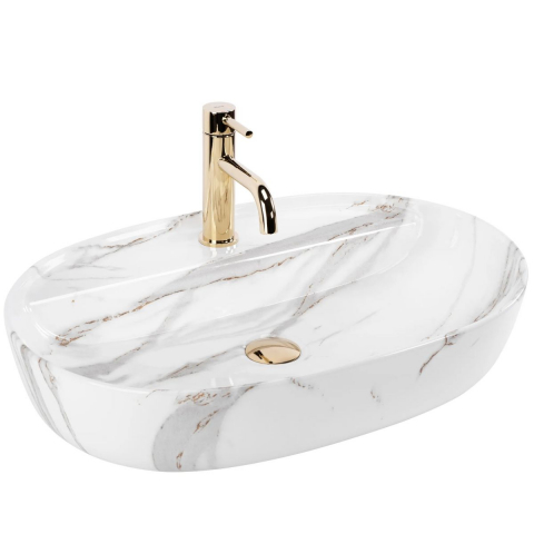 Obiecte Sanitare - Rea Aura lavoar 60.5x40.5 cm ovale de blat REA-U6623