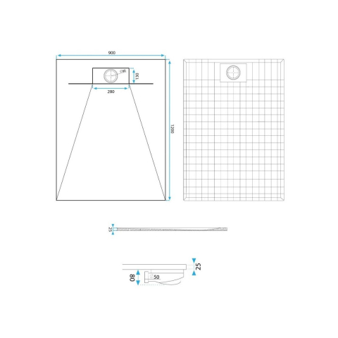 Rea Bazalt Carrara White cădiță de duș dreptunghiulară x120 cm alb-bej REA-K7001 [1]