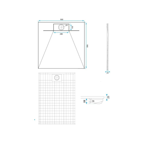 Rea Bazalt Carrara White cădiță de duș pătrată x90 cm alb-bej REA-K7002 [1]