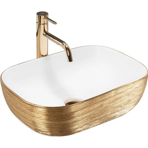 Obiecte Sanitare - Rea Belinda lavoar 46.5x33.5 cm dreptunghiular de blat alb-auriu REA-U7422