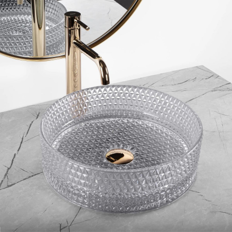 Rea Cristal lavoar 35.5x35.5 cm rotund de blat gri/piatră REA-U9615 [3]