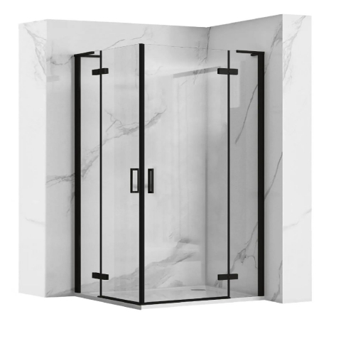 Cabine dus - Rea Hugo cabină de duș 100x100 cm pătrat negru semi lucios/sticlă transparentă REA-K6602