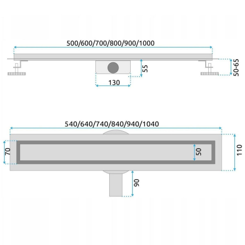 Rea Neox Pro rigolă liniară 90 cm crom REA-G5810 [1]