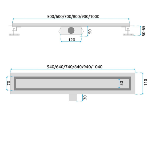 Rea Neox rigolă liniară 100 cm oţel REA-G2505 [1]