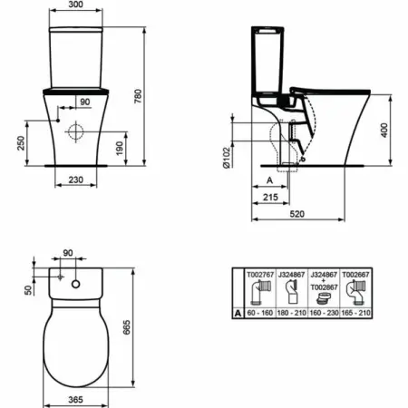 Rezervor pe vas wc Ideal Standard Connect Air Cube cu alimentare inferioara [2]
