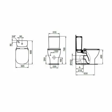 Rezervor pe vas wc Ideal Standard Tesi cu alimentare inferioara alb mat [1]